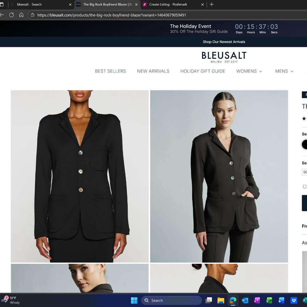 Bleusalt Big Rock Blazer- Black Size 4